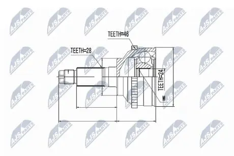 ШАРНІР РІВНИХ КУТОВИХ ШВИДКОСТЕЙ | KIA CLARUS -02, SEPHIA/SHUMA 1.8 98-01, CARENS 02- /+ABS=46T/ NTY NPZKA326