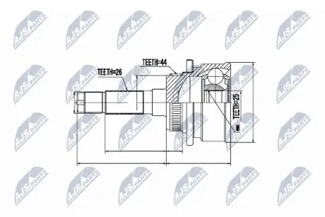 ШАРНІР РІВНИХ КУТОВИХ ШВИДКОСТЕЙ | FORD RANGER EQ/ES/ET 02-,FORD EVEREST 02-,BT-50 06- NTY NPZMZ041