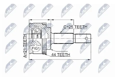 ШАРНІР РІВНИХ КУТОВИХ ШВИДКОСТЕЙ | NISSAN ALMERA N16 1.5 00- /+ABS=44T/ NTY NPZNS086