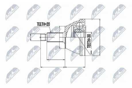 ШАРНІР РІВНИХ КУТОВИХ ШВИДКОСТЕЙ | SKODA FABIA 1.0 99-00, 1.2 02-, 1.4 ENG.AZF/AZE 00-, 1.4TDI 03- NTY NPZSK003