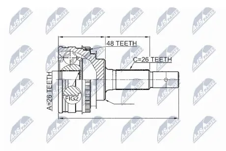 ШАРНІР РІВНИХ КУТОВИХ ШВИДКОСТЕЙ | LEXUS RX300 MCU15 98-03, TOYOTA HIGHLANDER ACU25/MCU25/MCU28 00-07 ЗАД NTY NPZTY003