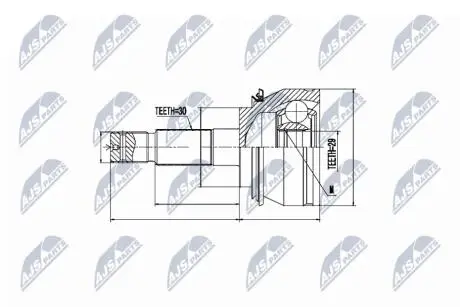 ШАРНІР РІВНИХ КУТОВИХ ШВИДКОСТЕЙ | TOYOTA HI-LUX KUN25 2.5D-4D 05-, KUN26 3.0D-4D 06- NTY NPZTY076
