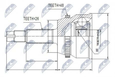 ШАРНІР РІВНИХ КУТОВИХ ШВИДКОСТЕЙ | TOYOTA CAMRY V30 2.0,2.4 01-06 NTY NPZTY086 (фото 1)