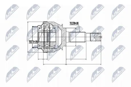 ШАРНІР РІВНИХ КУТОВИХ ШВИДКОСТЕЙ | LEXUS IS250/IS350/IS F 05-, GS300/GS350/GS450/GS450H/GS460 06- /ЗАД/ NTY NPZTY095