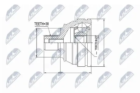 ШАРНІР РІВНИХ КУТОВИХ ШВИДКОСТЕЙ | VW TRANSPORTER T4 1.9D/TD,2.0,2.4D,2.5 94- NTY NPZVW009