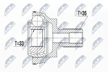 ШАРНІР РІВНИХ КУТОВИХ ШВИДКОСТЕЙ | VW 4MOTION GOLF V/VI/VII, PASSAT 05-, TIGUAN 07-, AUDI A3 QUATTRO 04-, Q3 QUATTRO 11-, SKODA OCTAVIA II 4X4 04-, SEAT ALTEA XL 4X4 07- /ЗАД,Л/П/ NTY NPZVW043