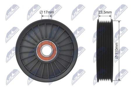 РОЛИК РУЧЕЙКОВОГО РЕМЕНЯ | AUDI A1, A3, Q3, TT, SEAT ATECA, IBIZA IV, LEON, LEON SC, LEON ST, SKODA KODIAQ, OCTAVIA III, VW AMAROK, BEETLE, JETTA IV, POLO, TIGUAN 1.8/2.0/3.0D 04.12- NTY RNKAU017 (фото 1)