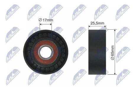 РОЛИК РУЧЕЙКОВОГО РЕМЕНЯ | CITROEN C5 II, C5 III, C6, C8, FIAT ULYSSE, LANCIA PHEDRA, LAND ROVER RANGE ROVER EVOQUE, PEUGEOT 407, 508, 508 I, 607, 807 2.2D 06.02- NTY RNKCT044 (фото 1)