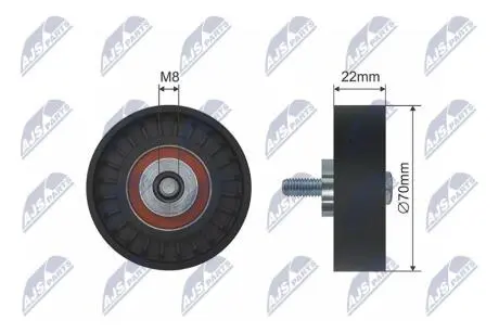 РОЛИК РУЧЕЙКОВОГО РЕМЕНЯ | MULTICAR FUMO, CITROEN JUMPER, FIAT DUCATO, IVECO DAILY III, DAILY IV, DAILY V, MASSIF, PEUGEOT BOXER 2.8D/3.0CNG/3.0D 01.99- NTY RNKFT001