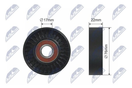 РОЛИК РУЧЕЙКОВОГО РЕМЕНЯ | OPEL ASTRA G 1.6,1.8 1998-,ASTRA H 1.8 2004-,VECTRA C 1.6 2004-,1.8 2002-,SAAB 9-3 1.8 2004- NTY RNKPL006 (фото 1)