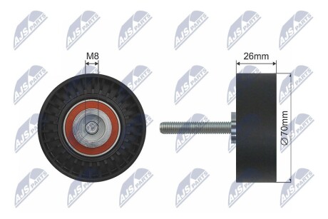 РОЛИК РУЧЕЙКОВОГО РЕМЕНЯ | FORD FOCUS II CB4 08-11, FORD MONDEO CA2 2007-2014, MAZDA CX-9 TB 2007-2013, FORD S-MAX/GALAXY (CA1) 2006-2015, MAZDA 6 GJ 2012- NTY RRKFR006 (фото 1)