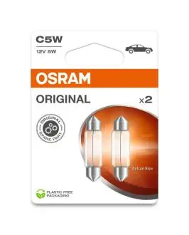 Лампа софітна допоможе. освітлення C5W 12V 5W SV8.5-8 (2 шт) blister OSRAM 6418-2BL