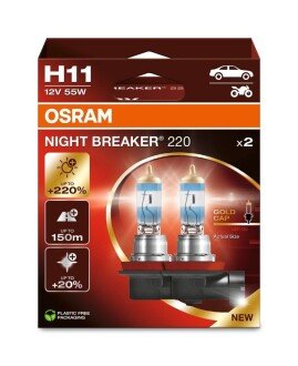 Автолампа Night Breaker 220 H11 55W 12V PGJ19-2 к/т 2 шт OSRAM 64211NB220-2HB (фото 1)