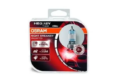 Комплект ламп HB3 12V 60W Night Breaker Unlimited +110% OSRAM 9005NBU-HCB (фото 1)