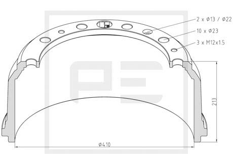 Тормозной барабан PE AUTOMOTIVE 03640400 (фото 1)