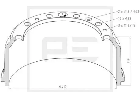 Гальмівний барабан PE AUTOMOTIVE 03640400