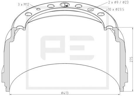 Гальмівний барабан PE AUTOMOTIVE 12607400