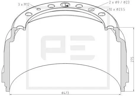 Гальмівний барабан PE AUTOMOTIVE 12607400