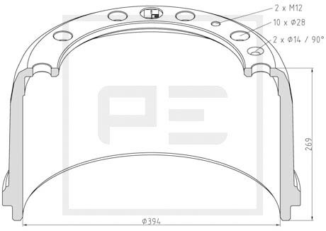 Гальмівний барабан PE AUTOMOTIVE 14606900