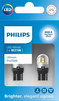 LED лампочка (картон 2шт) LED 12/24В 3,3/2,6Вт W3X16D без гомологічного сертифікату Ultinon Pro7000 SI, білий 6000K PHILIPS 11065CU70X2