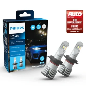 LED лампочка (Набір 2шт) H7 12В 18Вт PX26D (EN) possibility of certification for particular cars Ultinon Pro6000 HL Boost PHILIPS 11972U60BX2