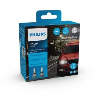 LED лампочка (Набір 2шт) H7 12В PX26D (EN) possibility of certification for particular cars Ultinon Pro6000 HL Boost 5800K PHILIPS 11972U60SX2
