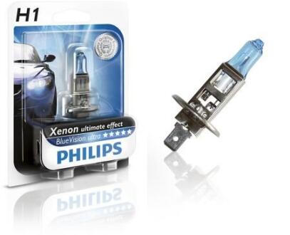 Лампа H1 12V 55W P14.5S BlueVision 4200K (блістер) PHILIPS 12258BVUB1 (фото 1)