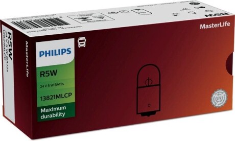 Автолампа MasterLife R5W BA15s 5W прозора PHILIPS 13821MLCP