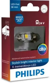 ЛампочкаFESTOON X-TREMEVISION LED T10,5X38 6 000 K 24V 1W SV8,5 PHILIPS 249446000KX1