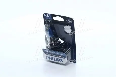 Лампа розжарювання HB3 12V 60W P20d Diamond Vision 5000K (blister 1шт) PHILIPS 9005DVB1