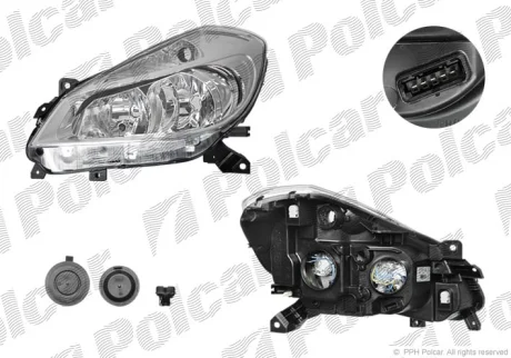 Фара основна | CLIO III, 05-09 Polcar 6055097V