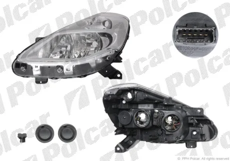 Фара основная | CLIO III (R0/1), 09- Polcar 6064101E