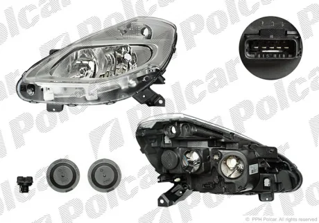 Фара основная | CLIO III (R0/1), 09- Polcar 606410V