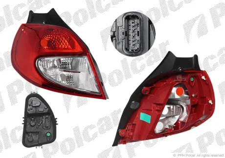 Ліхтар задній | CLIO III (R0/1), 09- Polcar 606488U
