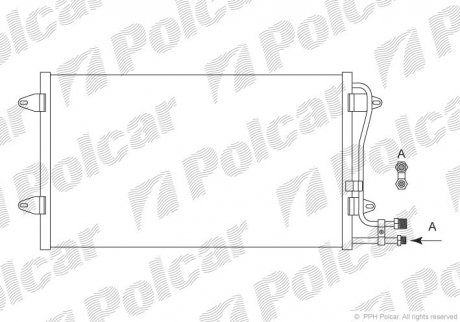 Радіатор кондиціонераVW LT 28-46 II (2DC, 2DF) 96-06,LT 28-46 II (2DA, 2DD, 2DH) 96-06 Polcar 9571K8C1S (фото 1)