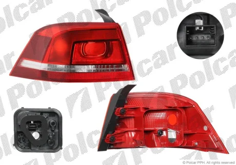 Фонарь задний | PASSAT (B7), 11.10- Polcar 95D188V