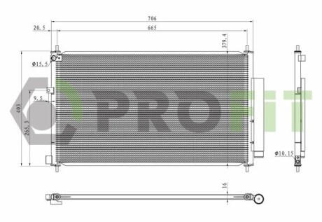 Конденсер кондиционера PROFIT 1770-0207 (фото 1)