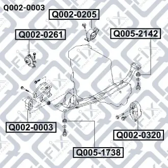 Подушка двигуна передня Q-fix Q002-0003