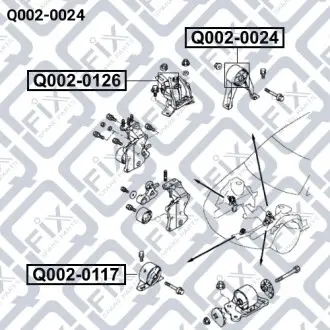 Подушка двигателя АКПП (задняя)) Q-fix Q002-0024