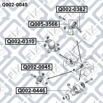 Подушка двигуна передня АКПП Q-fix Q002-0045