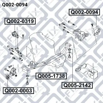 Подушка двигуна АКПП (задня) Q-fix Q002-0094