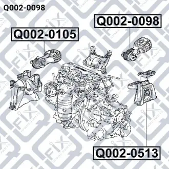 Подушка двигателя (задняя) Q-fix Q002-0098