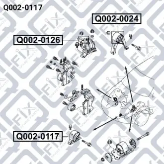 Подушка двигателя передняя АКПП Q-fix Q002-0117