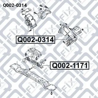 Фото подушка двигуна задня Q-fix Q002-0314 Подушка двигуна задня Q-fix Q002-0314