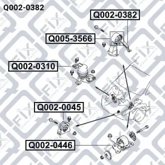 Подушка двигателя АКПП (задняя)) Q-fix Q002-0382