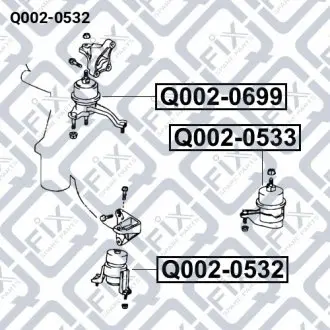 Подушка двигуна передня (гідравлічна) АКПП Q-fix Q002-0532