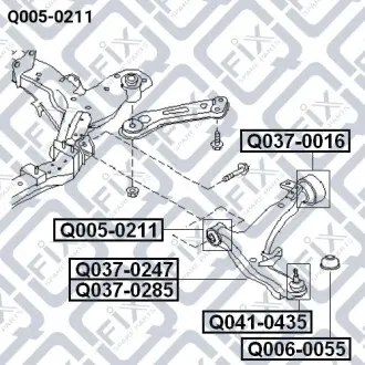 Сайлентблок переднего рычага (передний) Q-fix Q005-0211
