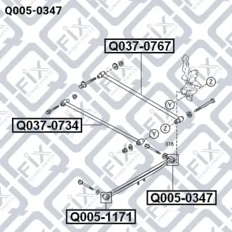 Сайлентблок задньої поздовжньої тяги Q-fix Q005-0347