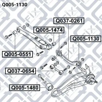 Сайлентблок задней верхней продольной тяги Q-fix Q005-1130