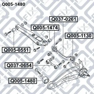 Сайлентблок заднього поздовжнього важеля Q-fix Q005-1480